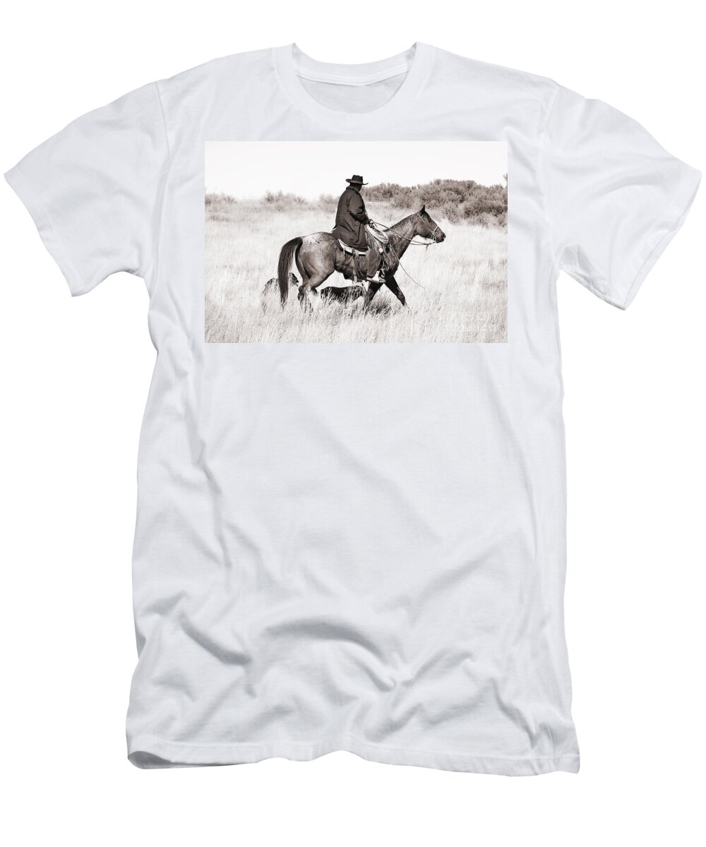 Cowboy T-Shirt featuring the photograph Cowboy and Dogs by Cindy Singleton