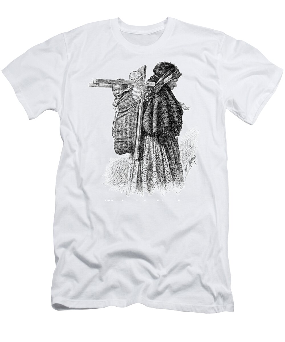 History T-Shirt featuring the photograph Cree Indian Squaw And Papoose by British Library