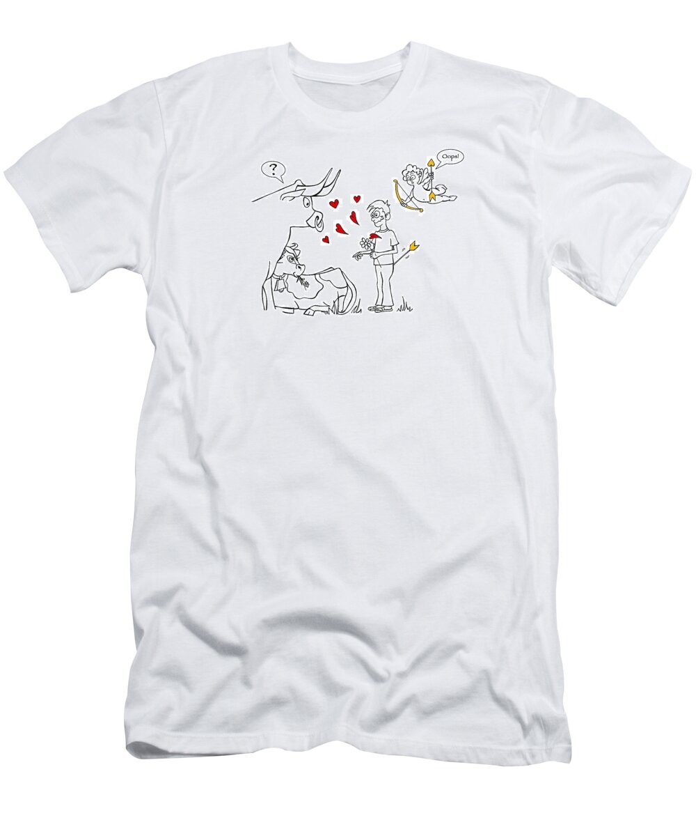Valentine T-Shirt featuring the drawing Cupid Valentines by Konni Jensen