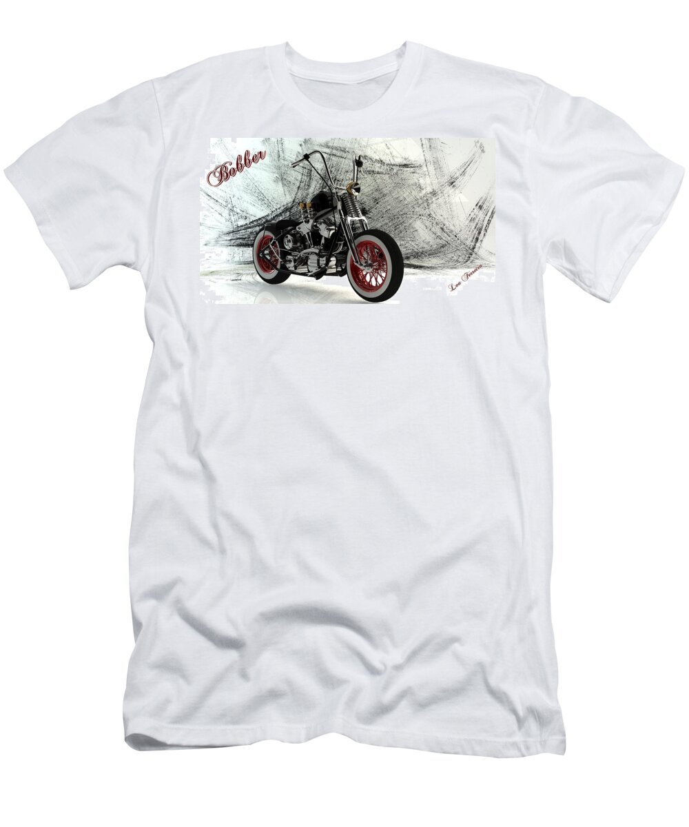 Motorcycles Art T-Shirt featuring the digital art Custom Bobber by Louis Ferreira