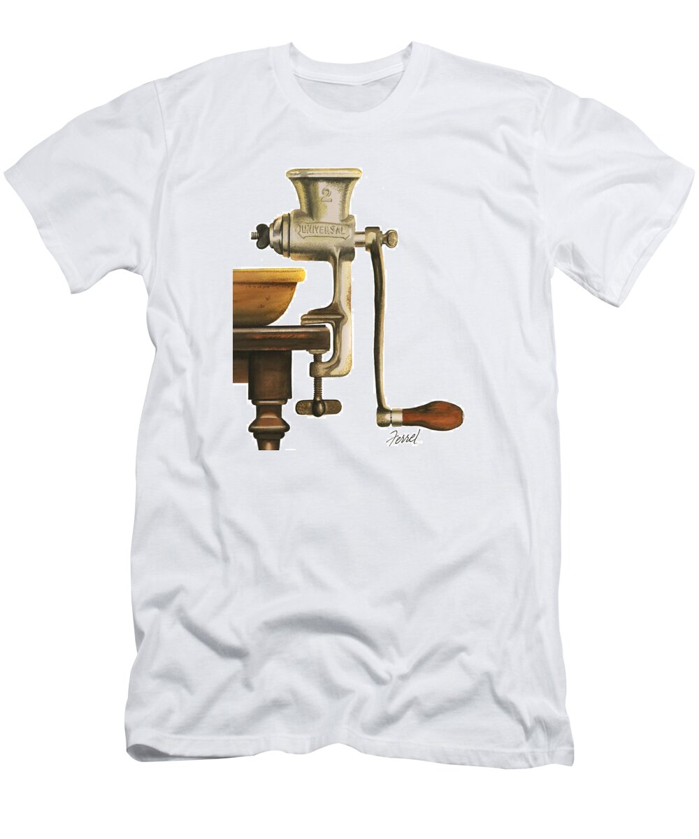 Meat Grinder T-Shirt featuring the painting Daily Grind by Ferrel Cordle