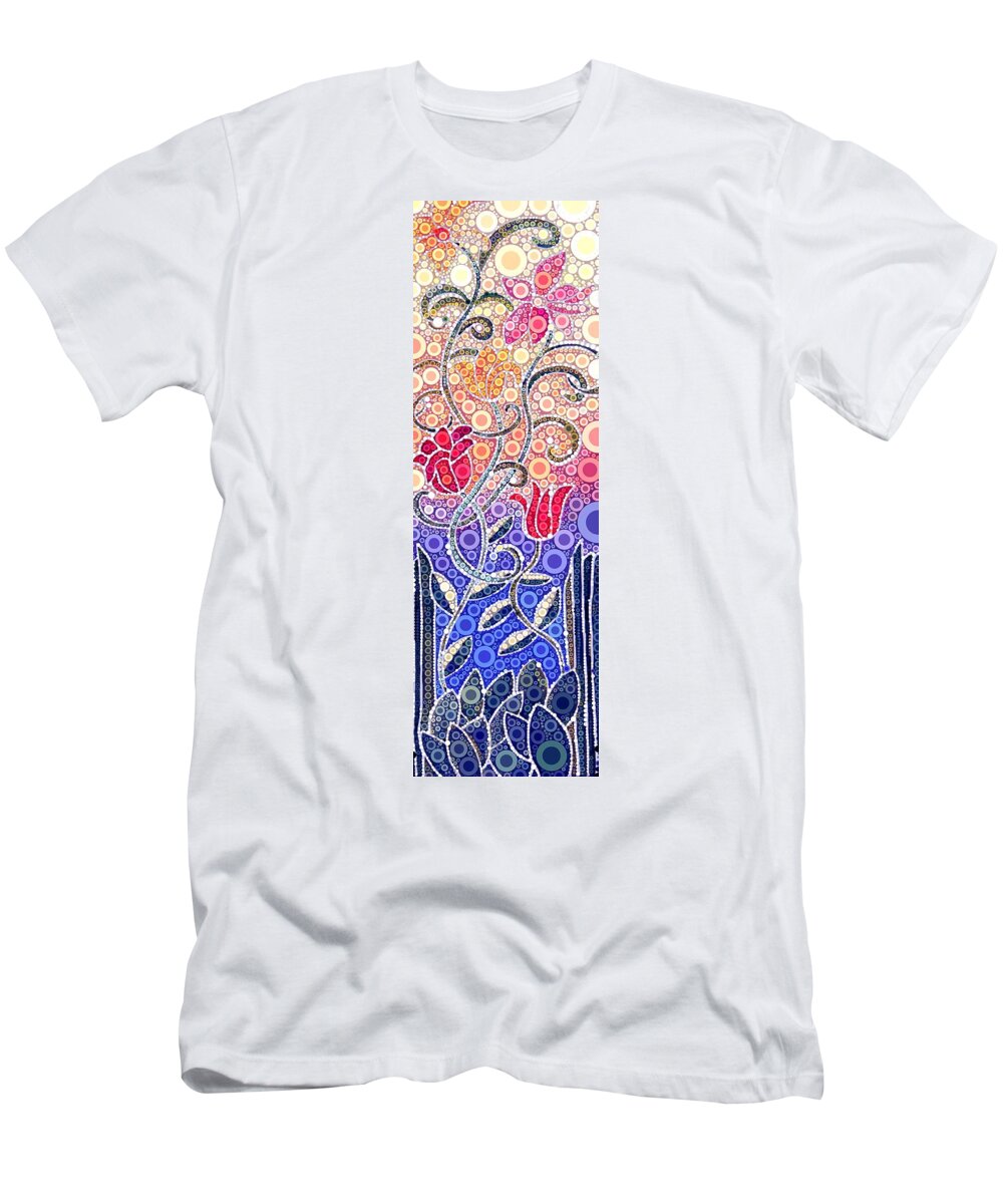 Digital T-Shirt featuring the digital art Dancing Flowers at Sunrise by Linda Bailey