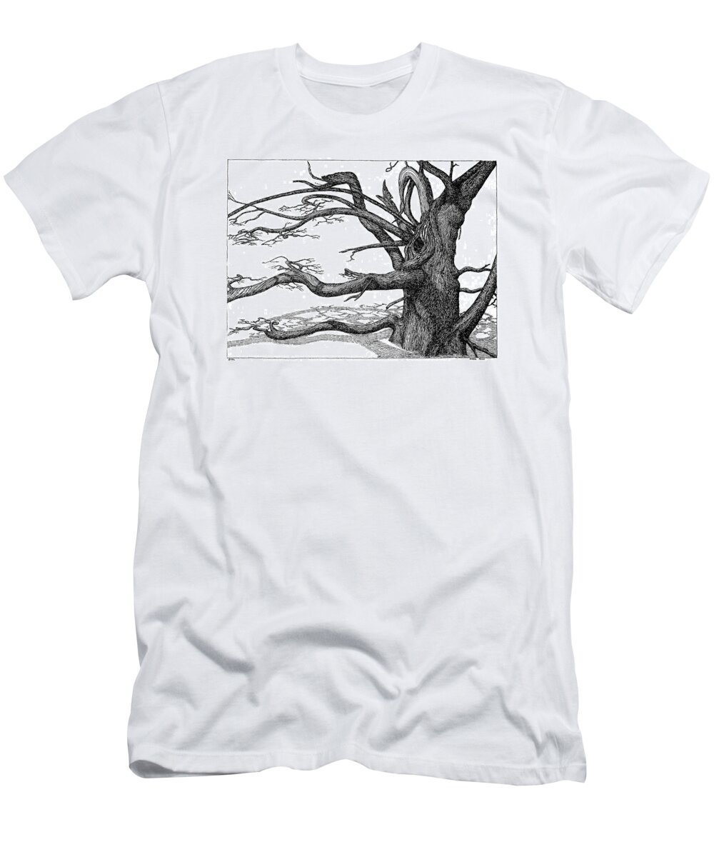 Nature T-Shirt featuring the drawing Dead Tree by Daniel Reed