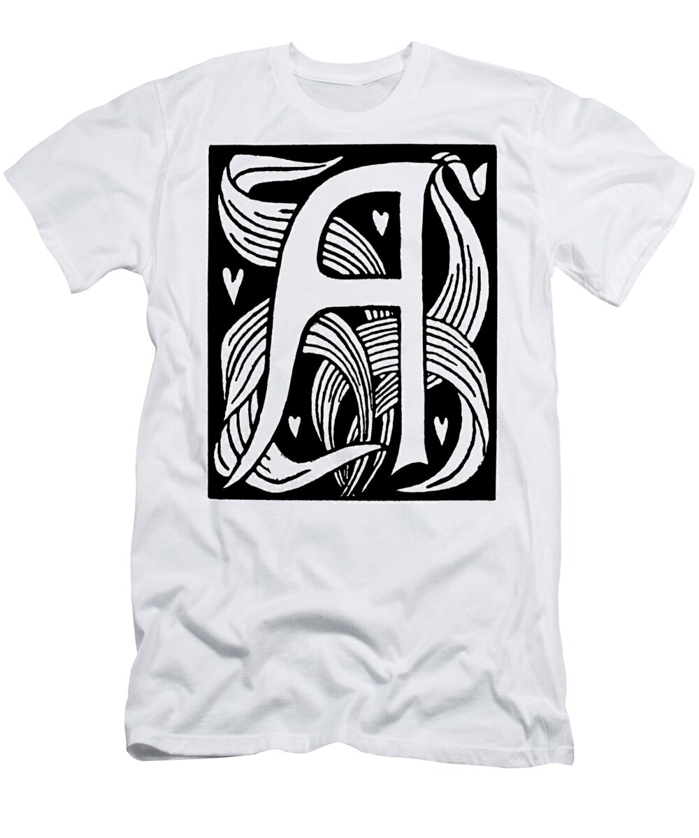 1893 T-Shirt featuring the painting Decorative Initial, 1893 by Granger