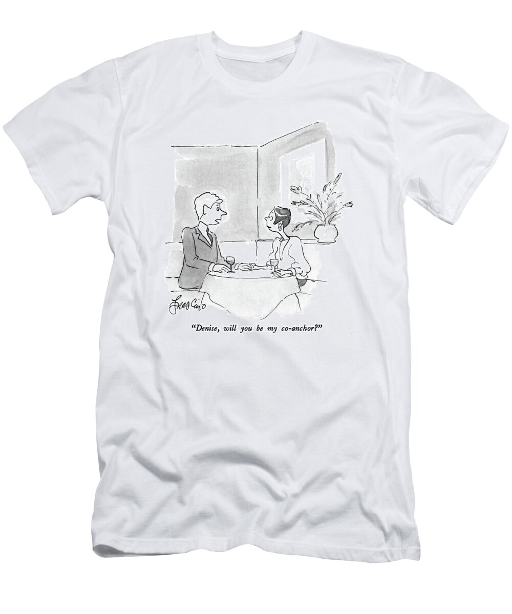 
Television T-Shirt featuring the drawing Denise, Will You Be My Co-anchor? by Edward Frascino