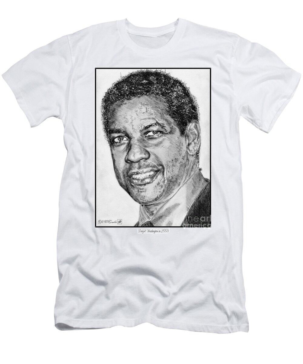 Mccombie T-Shirt featuring the drawing Denzel Washington in 2009 by J McCombie