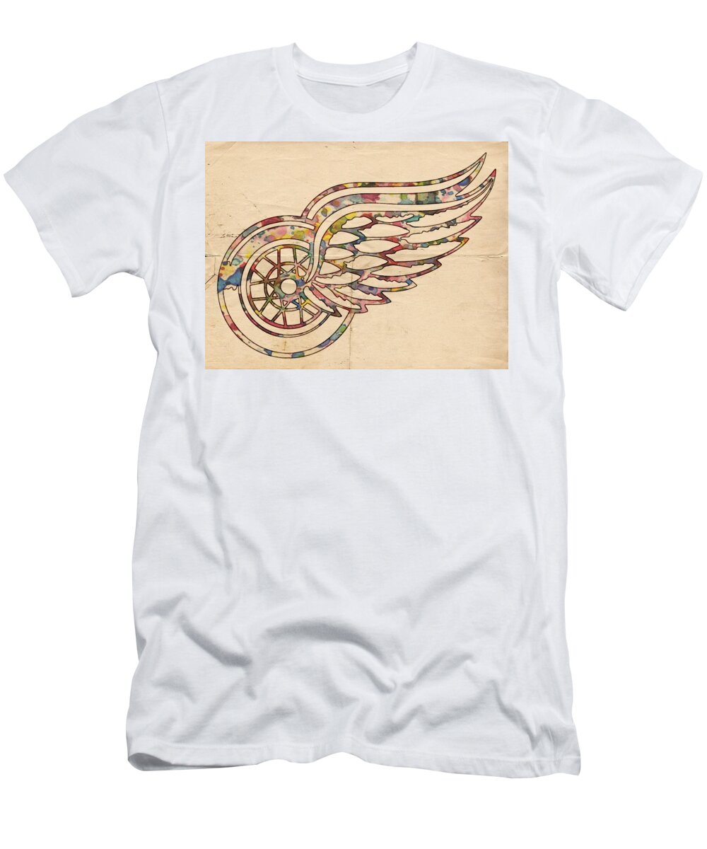 Detroit Red Wings T-Shirt featuring the painting Detroit Red Wings Poster Art by Florian Rodarte