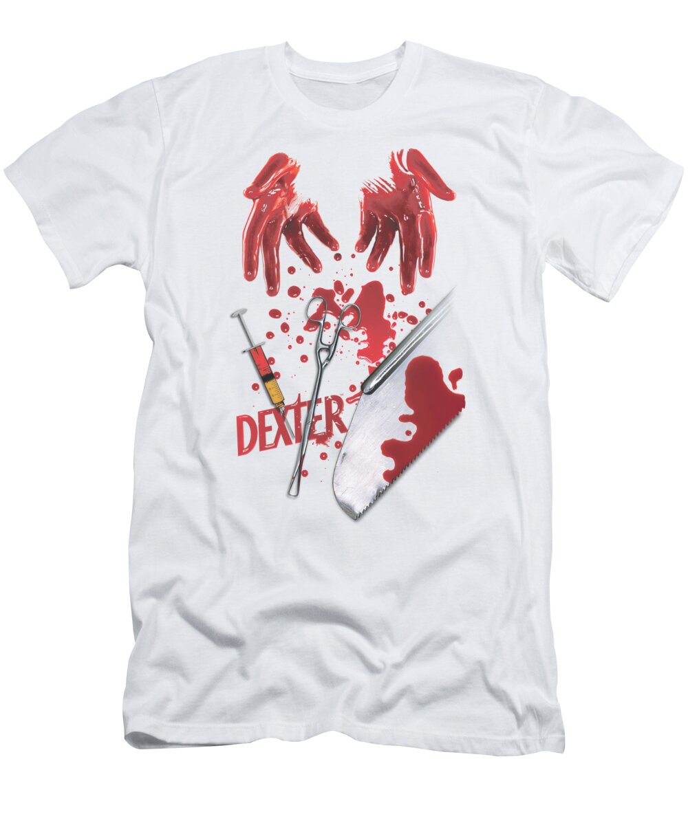 Dexter T-Shirt featuring the digital art Dexter - Tools Of The Trade by Brand A