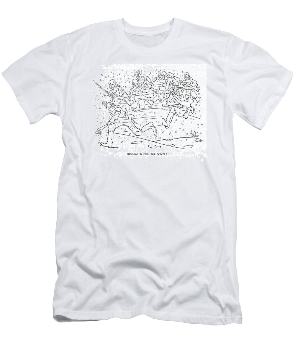 111630 Gpr George Price T-Shirt featuring the drawing Digging In For The Winter by George Price