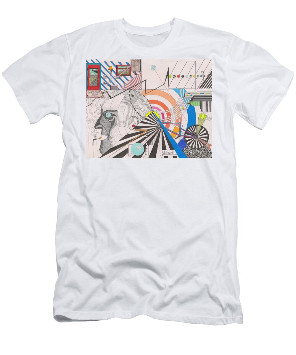 Dimensions T-Shirt featuring the drawing Dimension by John Wiegand