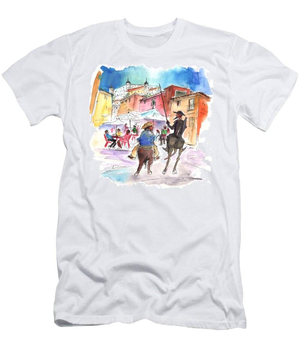 Travel T-Shirt featuring the painting Don Quijote and Sancho Panza Entering Toledo by Miki De Goodaboom