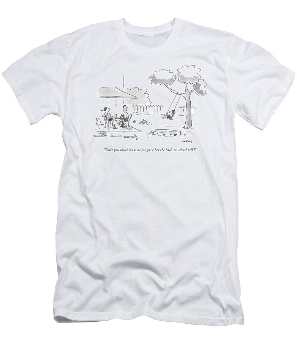 School T-Shirt featuring the drawing Don't You Think It's Time We Gave by Liza Donnelly