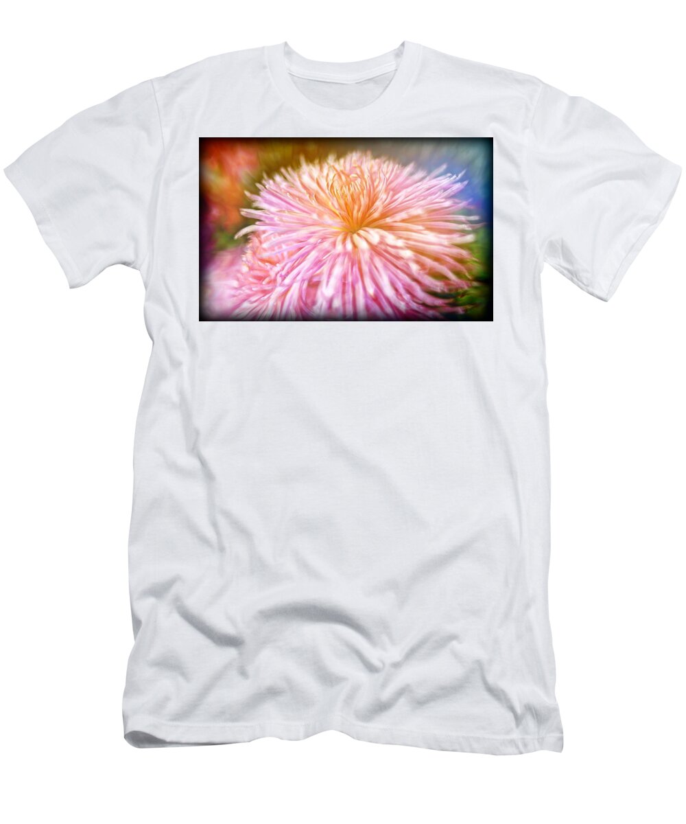Pink T-Shirt featuring the digital art Dreamy Pink Chrysanthemum by Lilia S