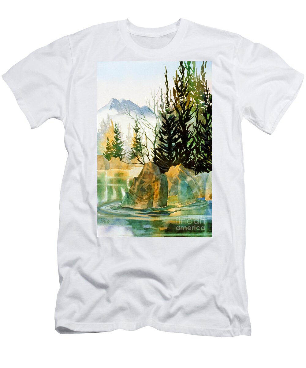 Drifting Downstream T-Shirt featuring the painting Drifting Downstream by Teresa Ascone