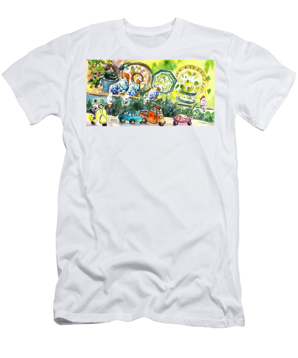 Travel T-Shirt featuring the painting Ducks in Taormina Traffic by Miki De Goodaboom
