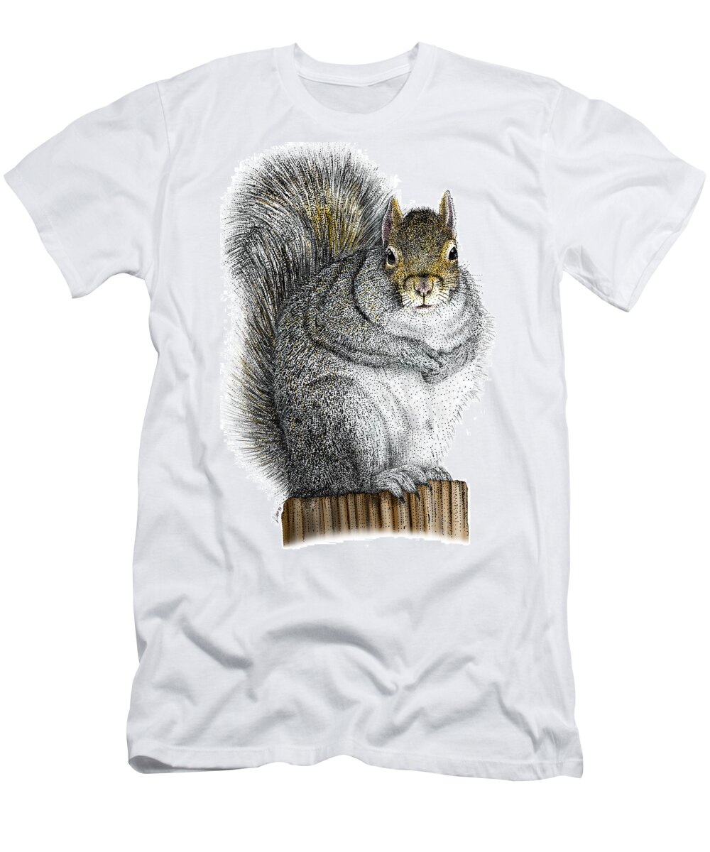 Illustration T-Shirt featuring the photograph Eastern Gray Squirrel by Roger Hall