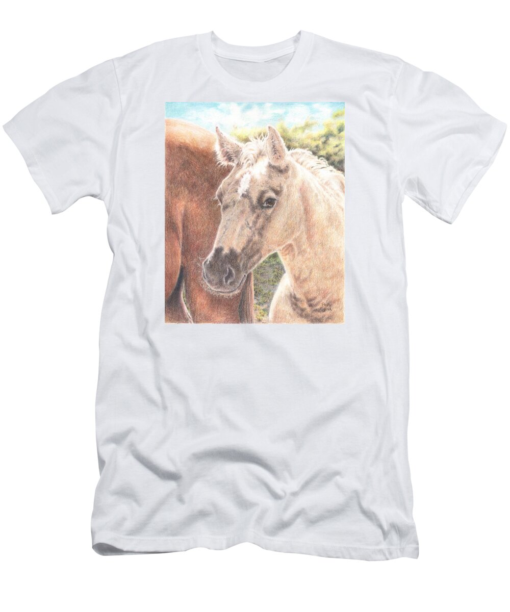 Horse T-Shirt featuring the painting Eeney Meeny Miney Moe by Pris Hardy