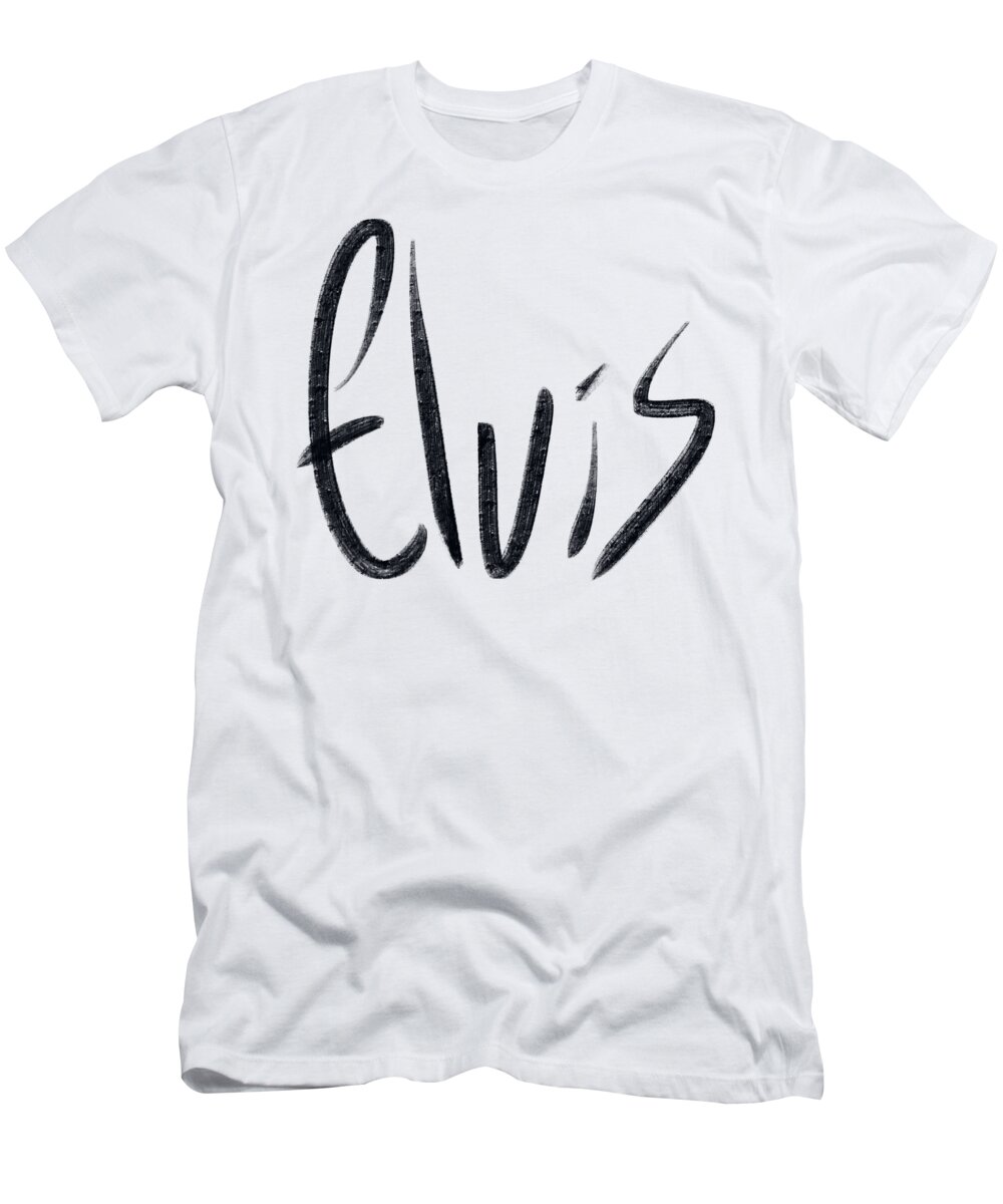  T-Shirt featuring the digital art Elvis - Sketchy Name by Brand A