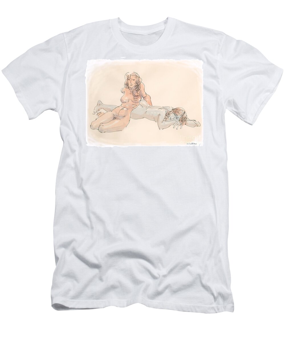 Erotic T-Shirt featuring the drawing Erotic Drawings 18 by Gordon Punt