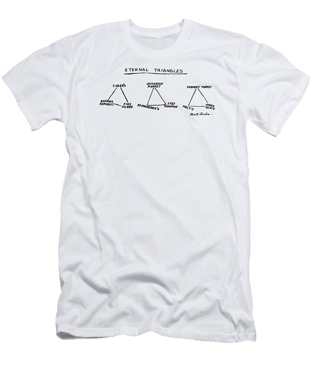 
Eternal Triangles: Title. Three Triangles: The First Connects Fire Island T-Shirt featuring the drawing Eternal Triangles: by Stuart Leeds