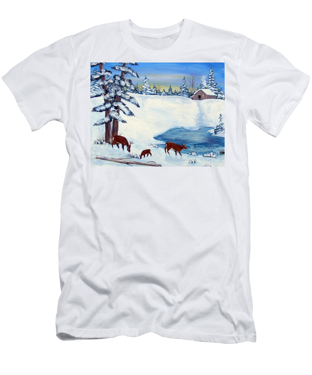 Evening Visitors T-Shirt featuring the painting Evening Visitors by Barbara A Griffin