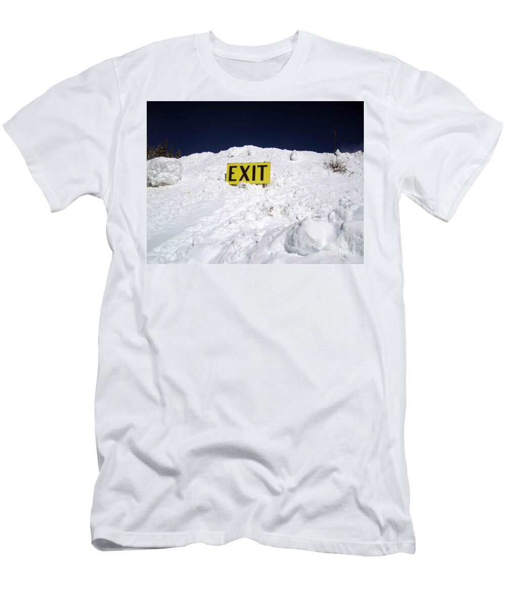 Snow T-Shirt featuring the photograph Exit by Fiona Kennard