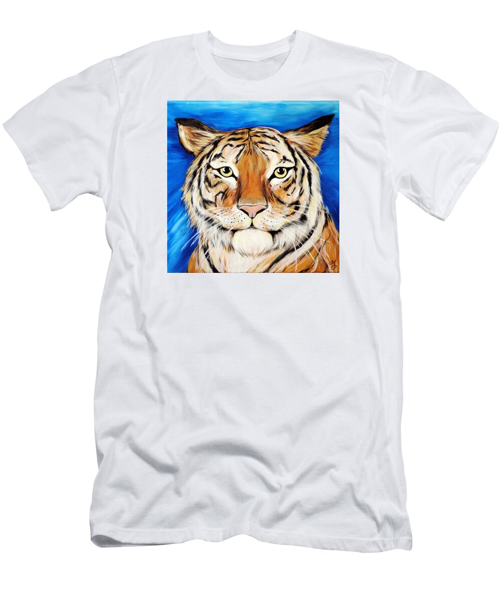 Tiger T-Shirt featuring the painting Eye of the tiger by Meganne Peck