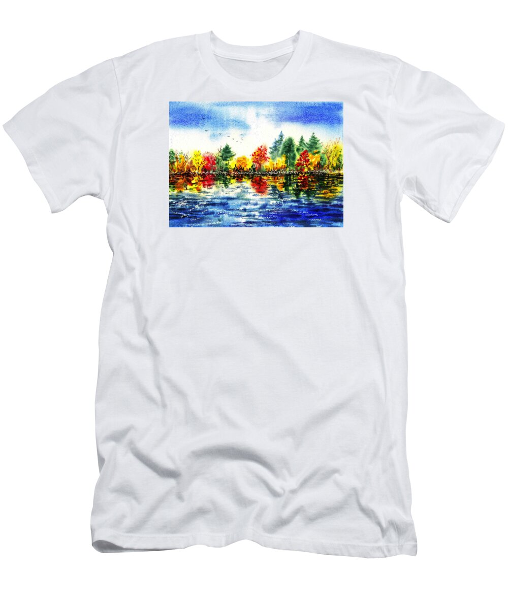 Fall T-Shirt featuring the painting Fall Reflections by Irina Sztukowski