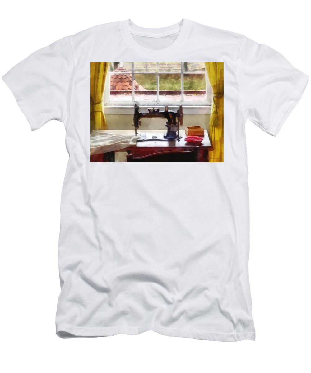 Sewing Machine T-Shirt featuring the photograph Farm House With Sewing Machine by Susan Savad