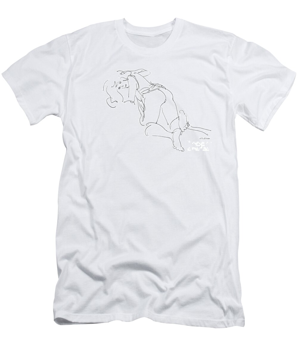 Female Erotic Drawings T-Shirt featuring the drawing Female Sexy Drawings 19 by Gordon Punt