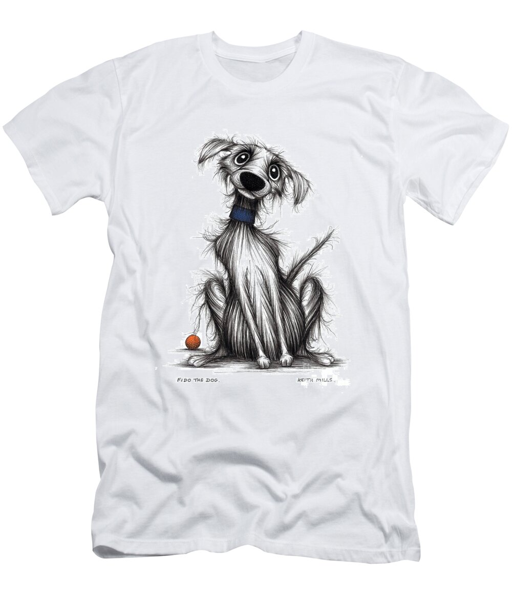 Fido T-Shirt featuring the drawing Fido the dog by Keith Mills