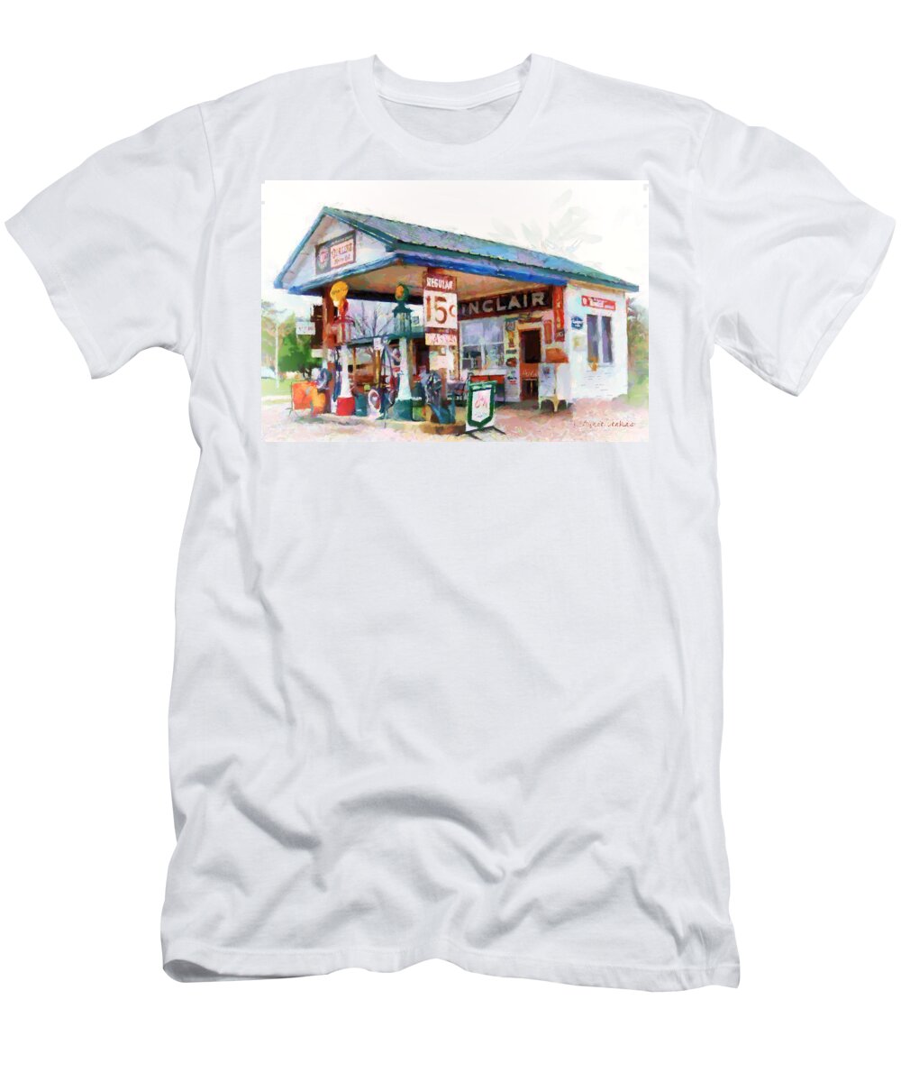 Filling Station T-Shirt featuring the painting Filling Station by Lynne Jenkins