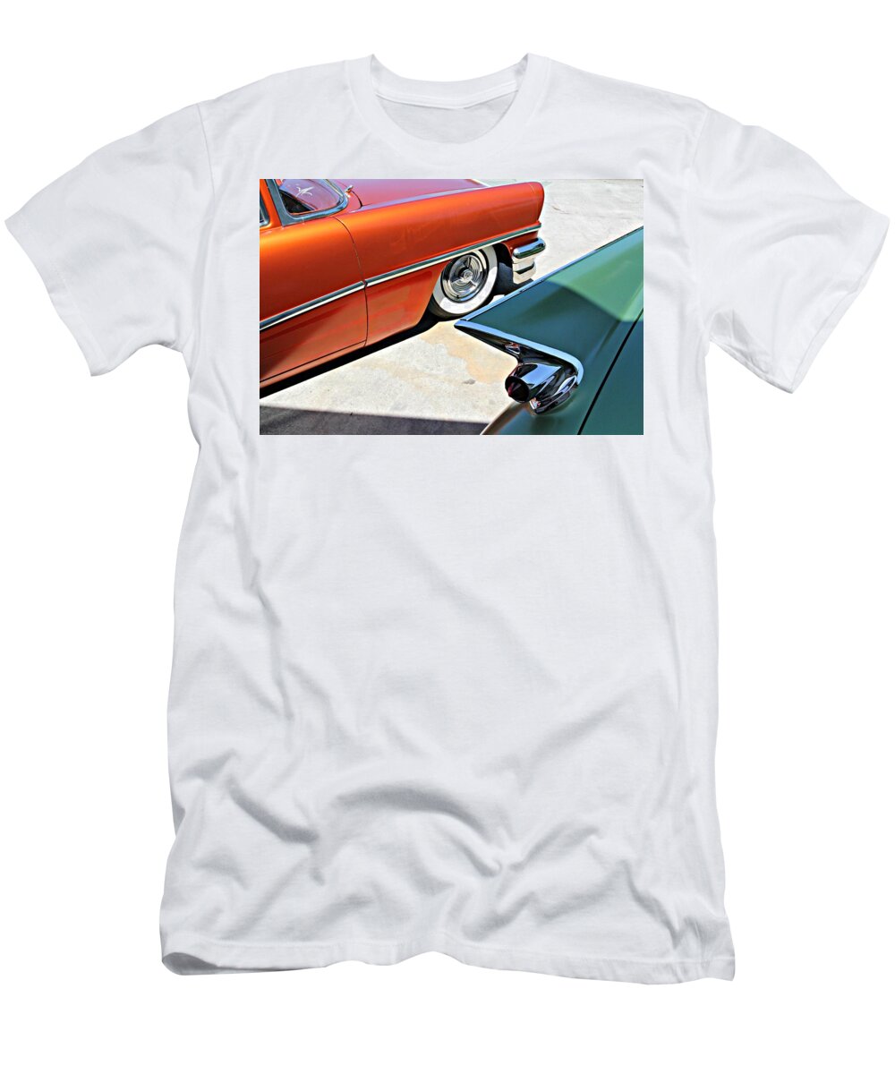 Car T-Shirt featuring the photograph Fins and Shadows by Steve Natale