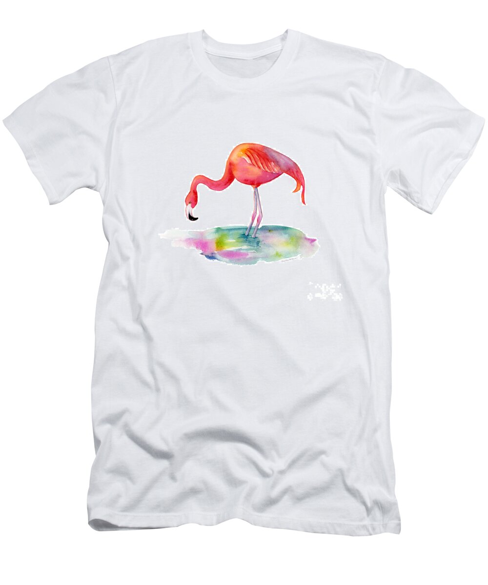 Flamingo T-Shirt featuring the painting Flamingo Dip by Amy Kirkpatrick