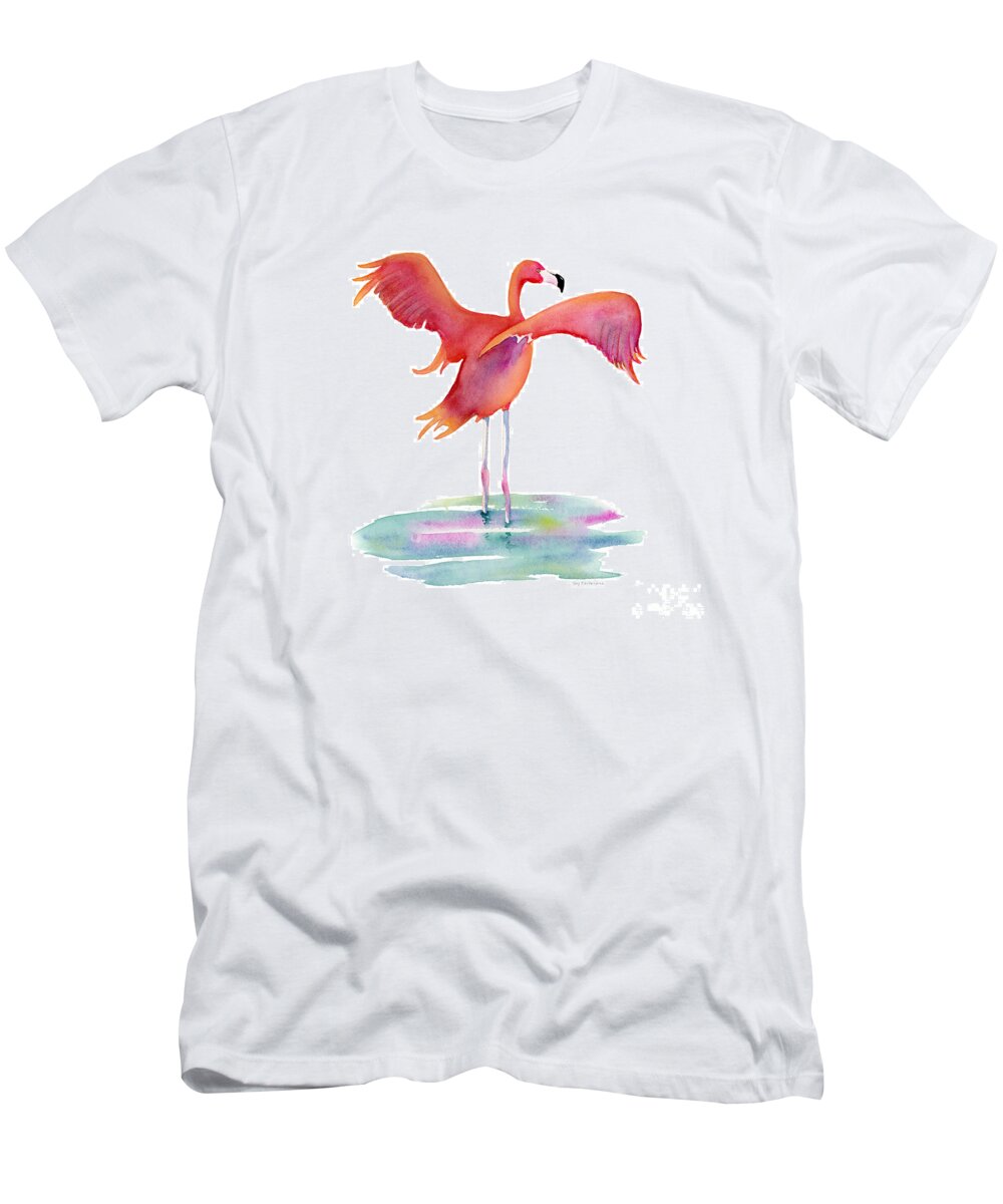 Flamingo T-Shirt featuring the painting Flamingo Wings by Amy Kirkpatrick