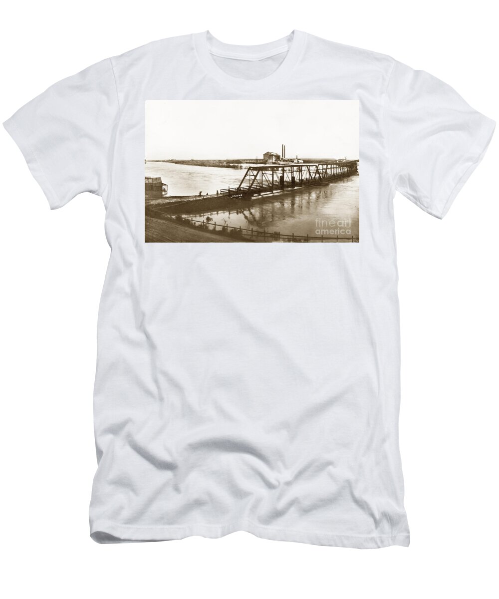 Salinas Rive T-Shirt featuring the photograph Flooding of Salinas Rive at The Spreckels Sugar Factory at Salinas 1911 by Monterey County Historical Society