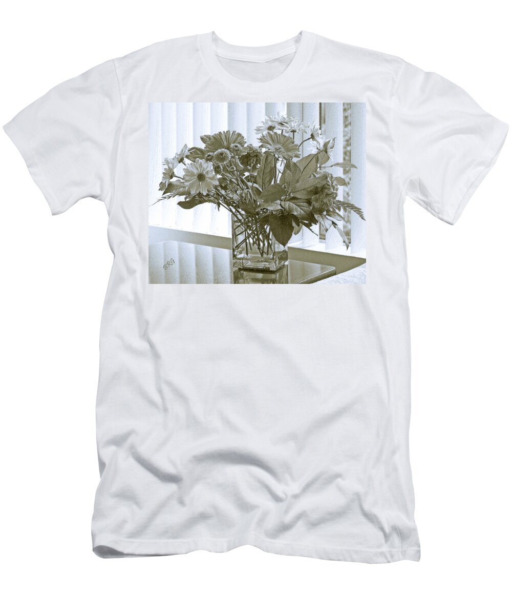 Floral Still Life T-Shirt featuring the photograph Floral Arrangement With Blinds Reflection by Ben and Raisa Gertsberg