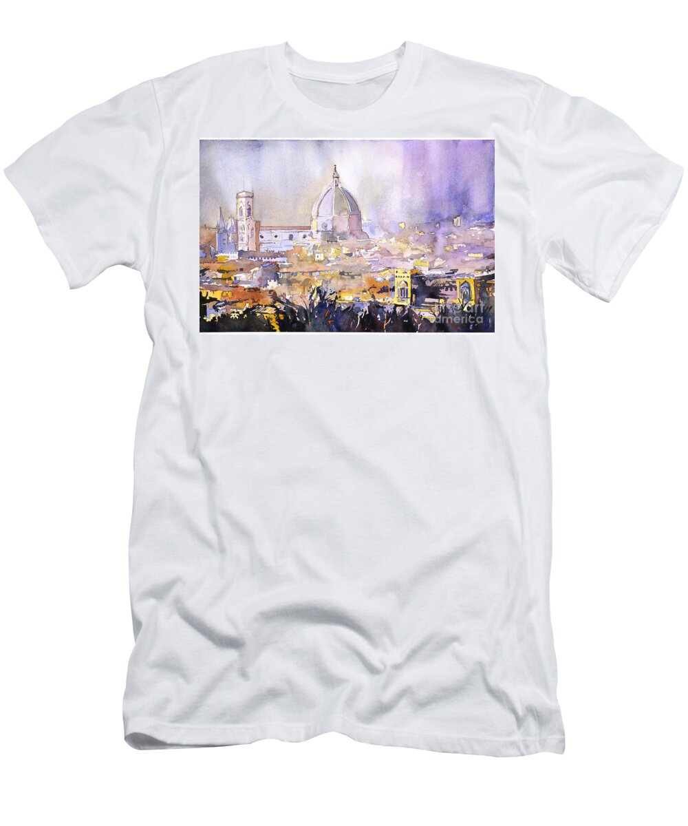 Duomo T-Shirt featuring the painting Florence Duomo by Ryan Fox