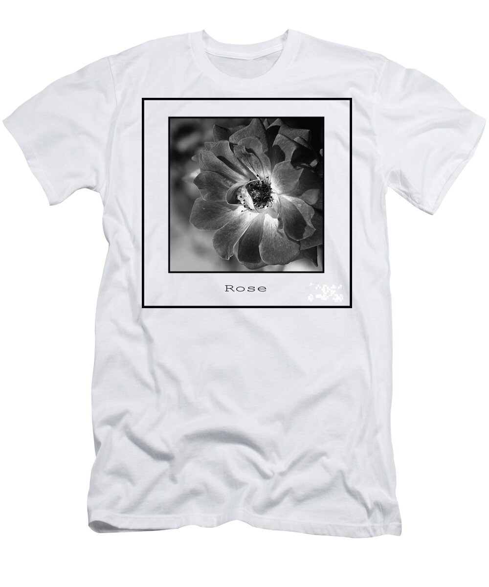Flower T-Shirt featuring the photograph Flower-black And White Rose by Joy Watson