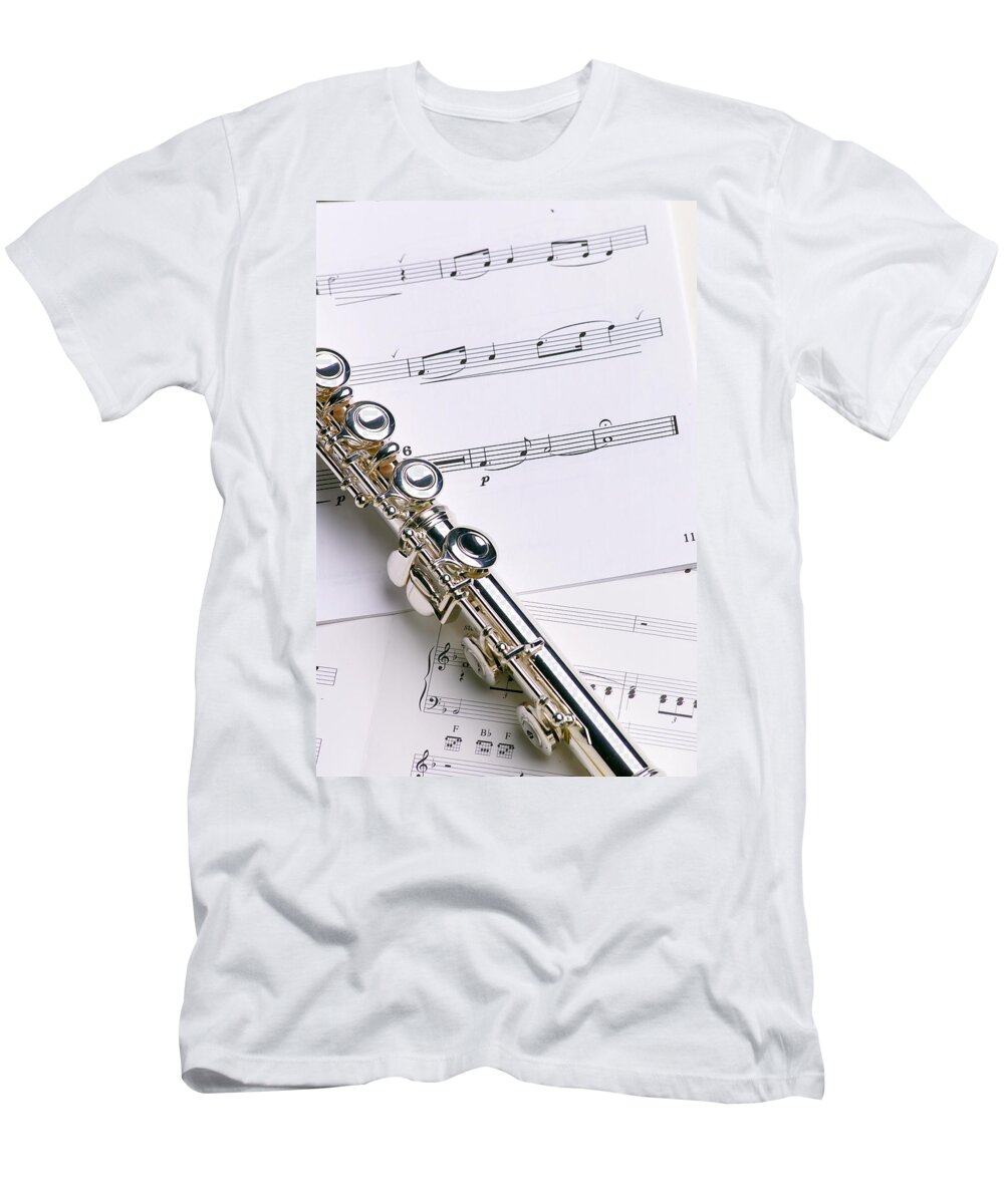 Flute T-Shirt featuring the photograph Flute on Music by Jon Neidert