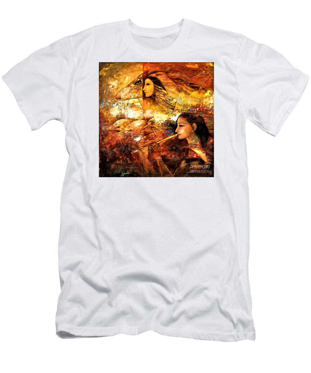 Oil Painting T-Shirt featuring the painting Flying by Shijun Munns