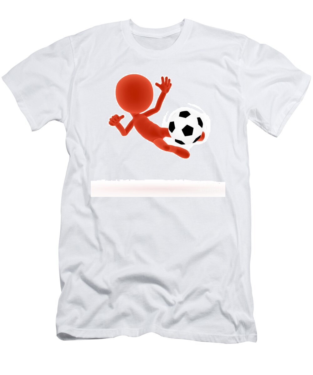 Football T-Shirt featuring the digital art Football soccer shooting jumping pose by Michal Bednarek