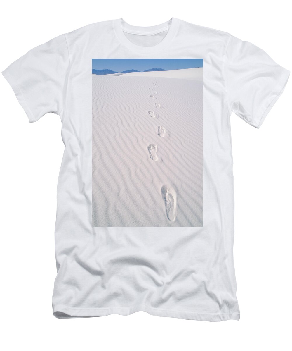 Flpa T-Shirt featuring the photograph Footprints White Sands New Mexico by Mark Newman