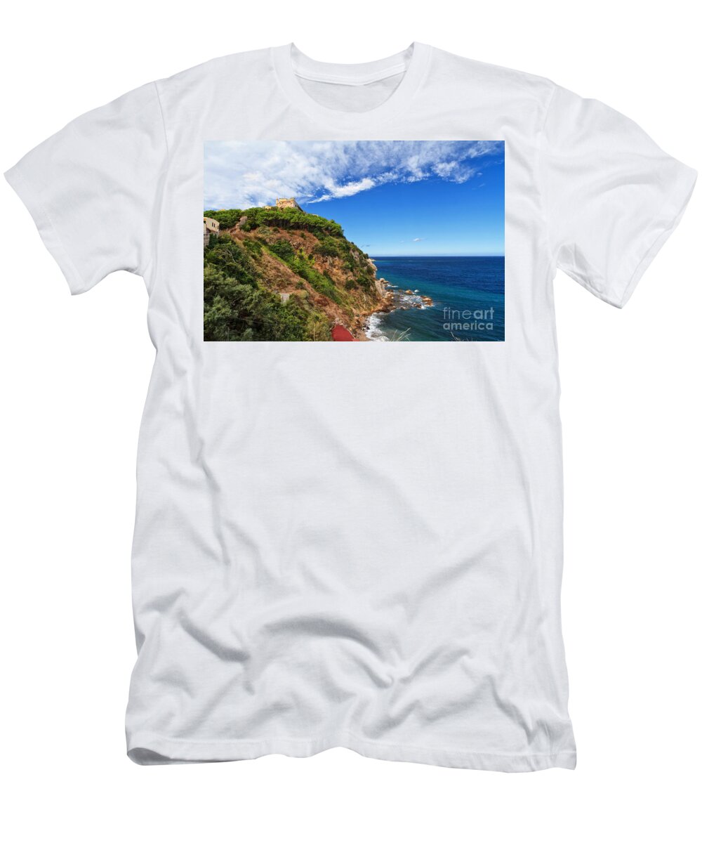 Bay T-Shirt featuring the photograph Forte Stella in Portoferraio by Antonio Scarpi