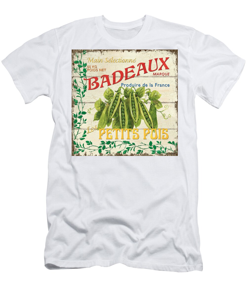 Peas T-Shirt featuring the painting French Veggie Sign 1 by Debbie DeWitt