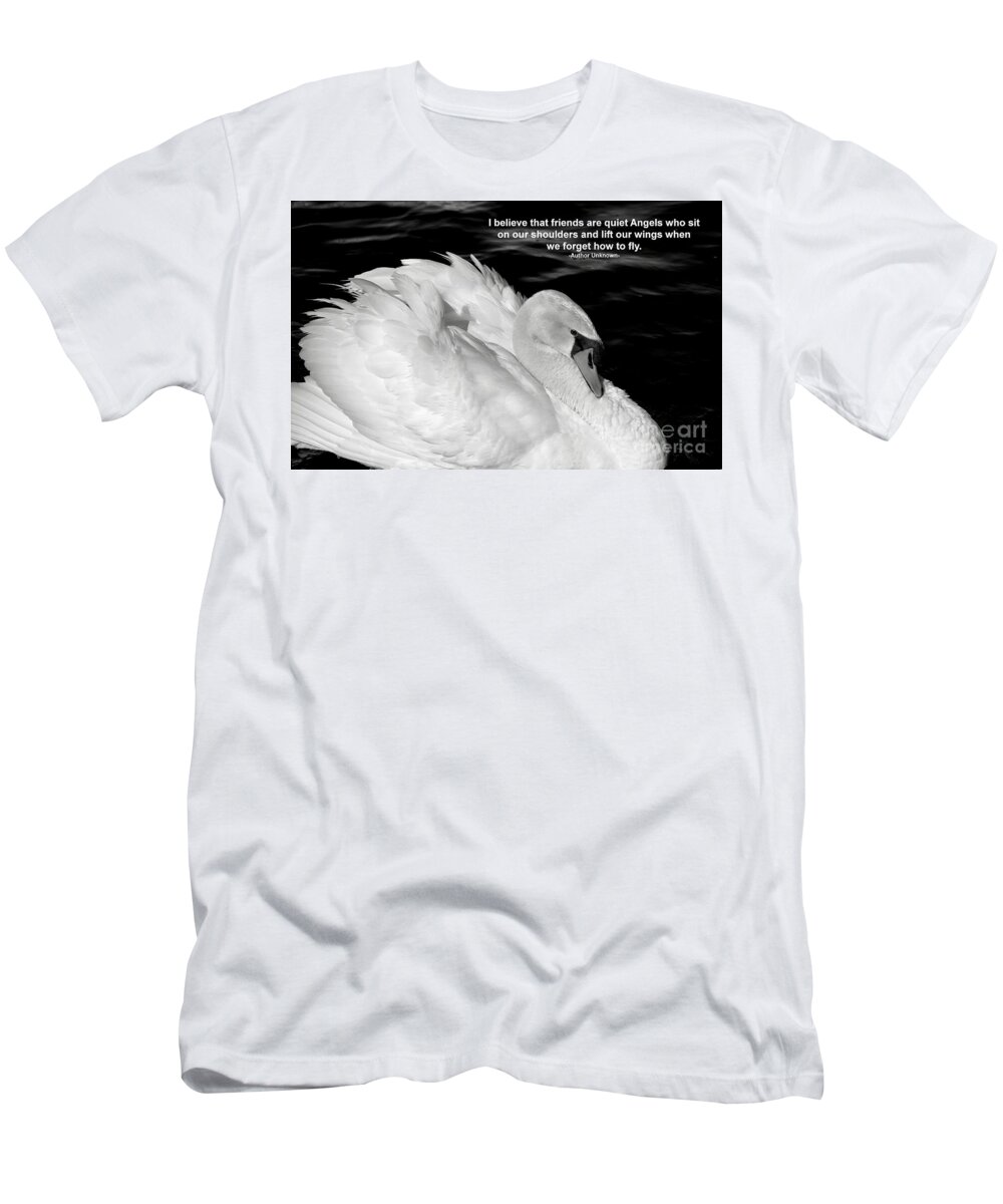 White Swan T-Shirt featuring the photograph Friends by Deb Halloran