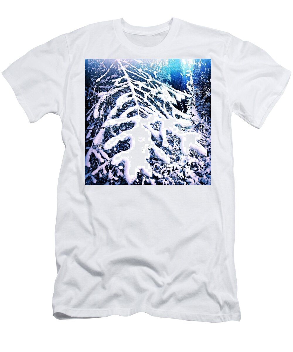 Winter T-Shirt featuring the photograph Frosted Blue Spruce by Anna Porter