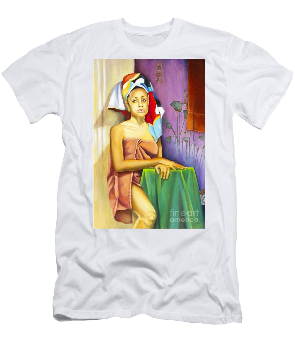 Portrait T-Shirt featuring the painting Gaby by Marlene Book