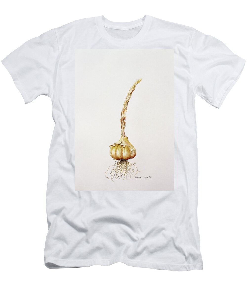 Allium Cepa T-Shirt featuring the photograph Garlic, 1998 Wc On Paper by Alison Cooper