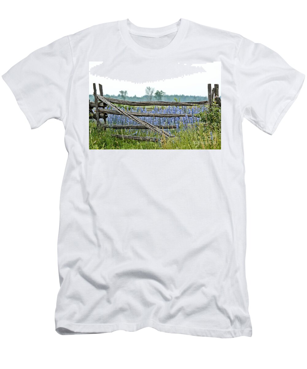 Wild Flowers T-Shirt featuring the photograph Gate to Blue by Cheryl Baxter